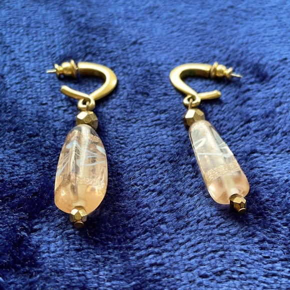 🇮🇹 Venetian Glass Drop Earrings With Gold Coloured Clasps - Picture 6 of 7